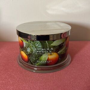HomeWorx by Slatkin Citrus & Spruce 18oz‎ 4 Wick Candle | NWT